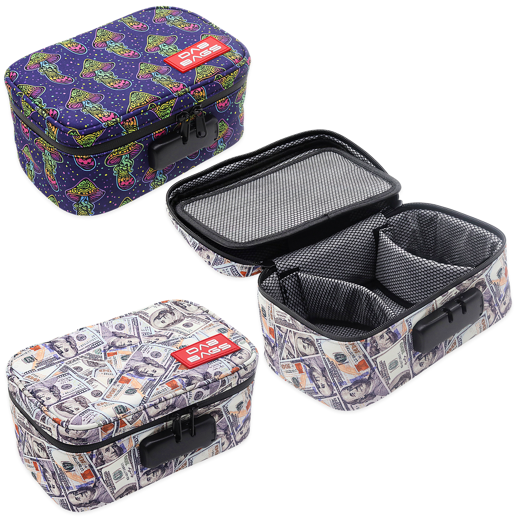 Smell Proof Mixed Designs Case Dab Bags (BAG1001) | 9"x6"x4" | Assorted Colors product image